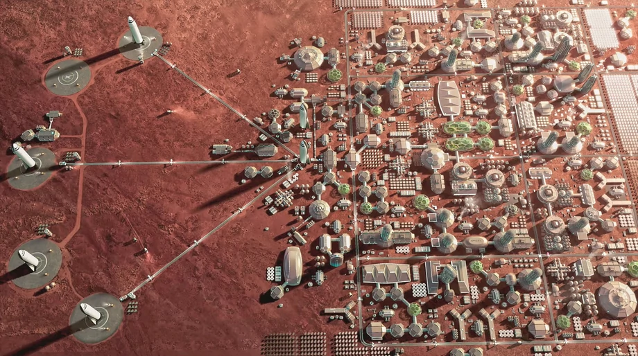 Do roku 2050 Elon Musk chce zbudować na Marsie samowystarczalne miasto. Ma tam wtedy mieszkać milion ludzi