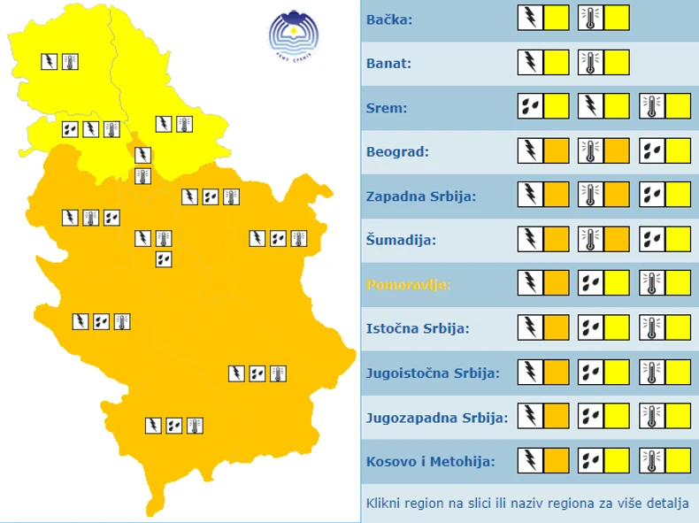 Meteoalarm za subotu