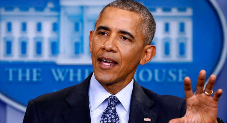 Then-President Barack Obama speaks during his final presidential news conference at the White House on January 18, 2017.