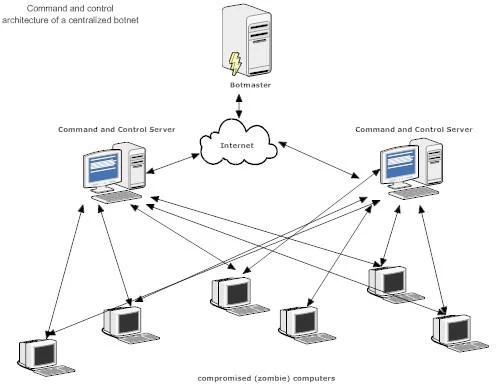 Prosty schemat działania typowego botnetu