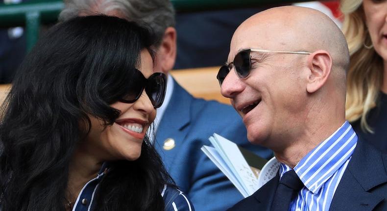 Jeff Bezos and his girlfriend, Lauren Sanchez, pictured earlier, were seen Monday on his new $500 million megayacht for the first time.Simon Stacpoole/Offside/Contributor