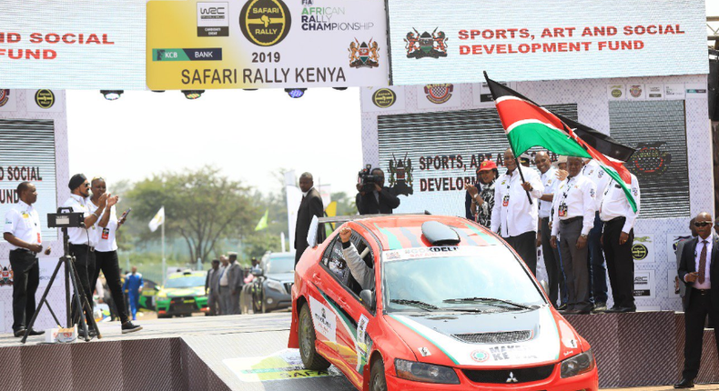 President Uhuru Kenyatta flaging off the 66th Edition of Kenya’s legendary Safari Rally at Moi International Sports Centre, Kasarani.