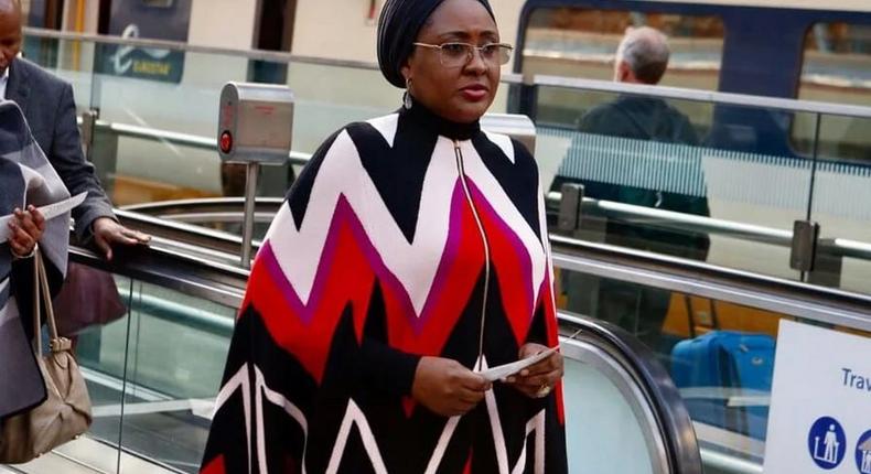 Aisha Buhari in a Ferragamo Cape worth over 1Million naira