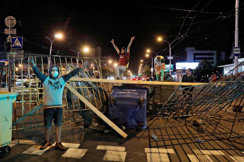 Belarusian opposition supporters protest against presidential election results in Minsk