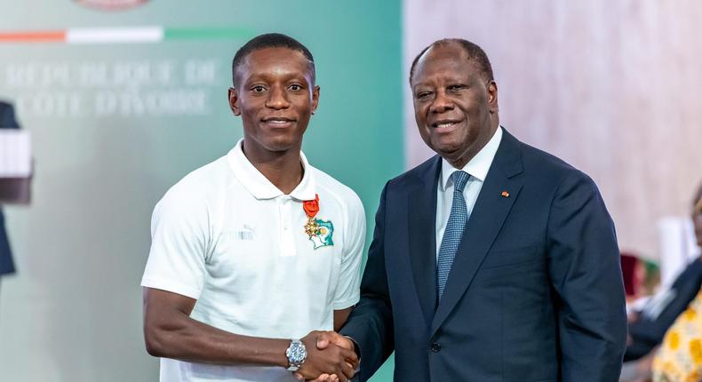 Max Gradel et le Président Alassane Ouattara