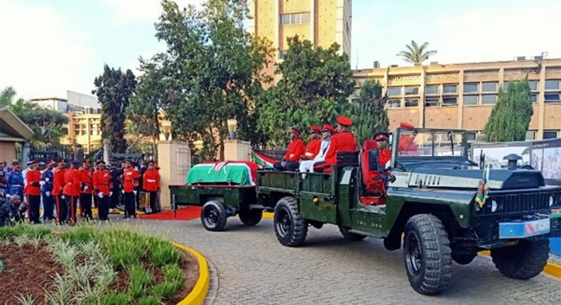 Emotions run high as Mzee Moi’s body arrives in parliament for public viewing [Photos]