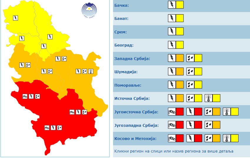 Crveni meteoalarm danas, 21 jula u Srbiji