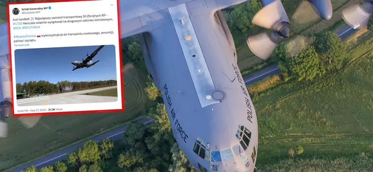 Ogromny Hercules C-130 wylądował na polskiej drodze. Zobaczcie niezwykłe wideo