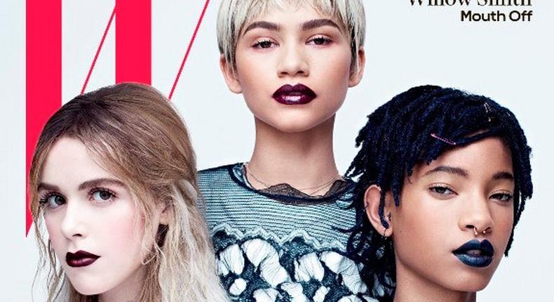 Kiernan, Willow and Zendaya on the cover of W magazine