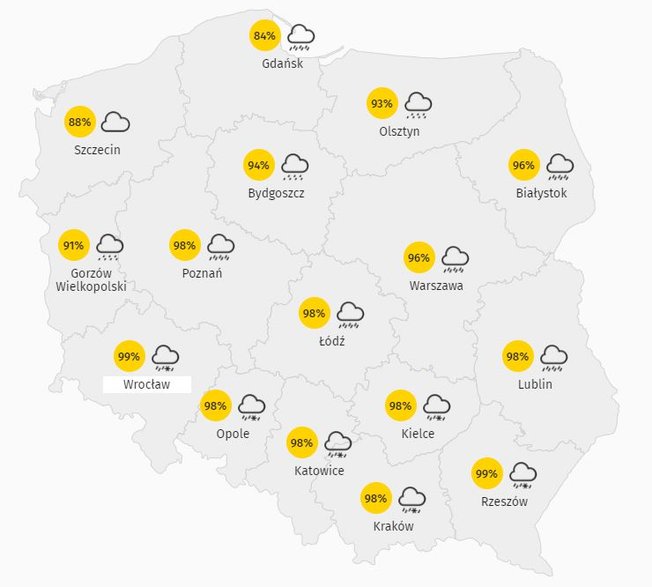 Zachmurzenie w Polsce 16.04.2021