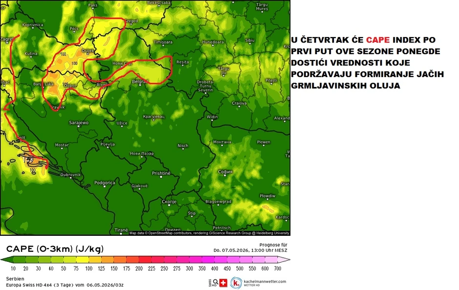 Moguće su jače grmljavinske oluje