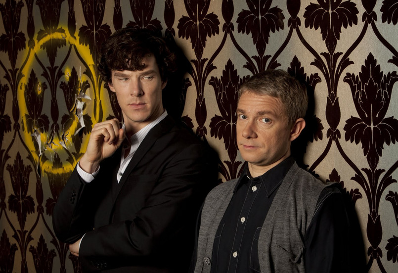 Benedict Cumberbatch i Martin Freeman w serialu "Sherlock"