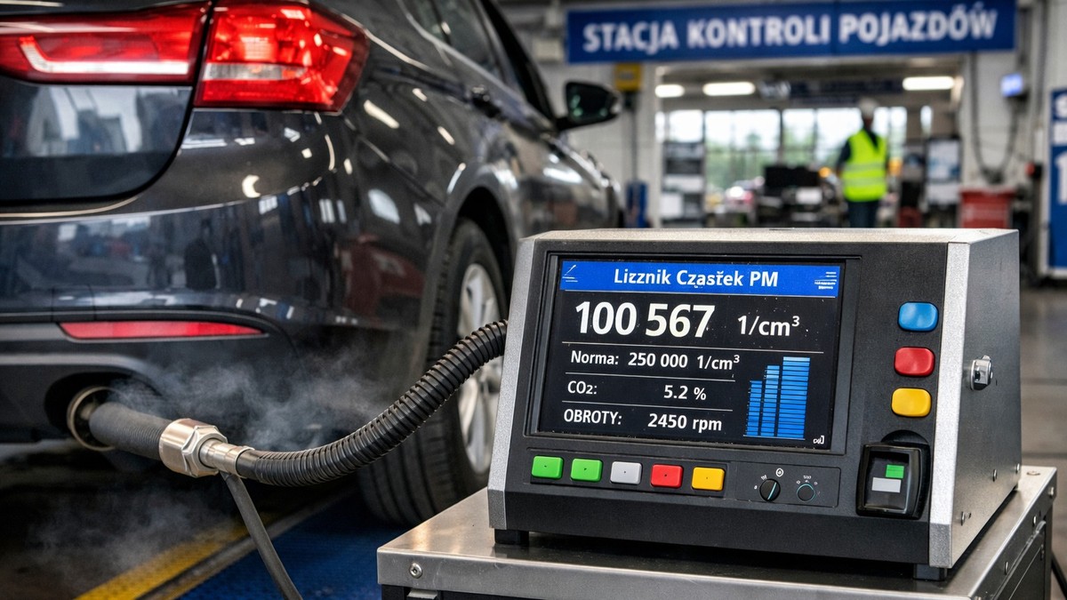 Samochód na stacji kontroli pojazdów