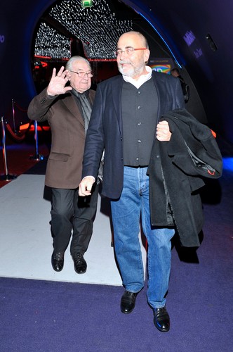 Andrzej Wajda, Michał Kwieciński na premierze 'Drogówki'