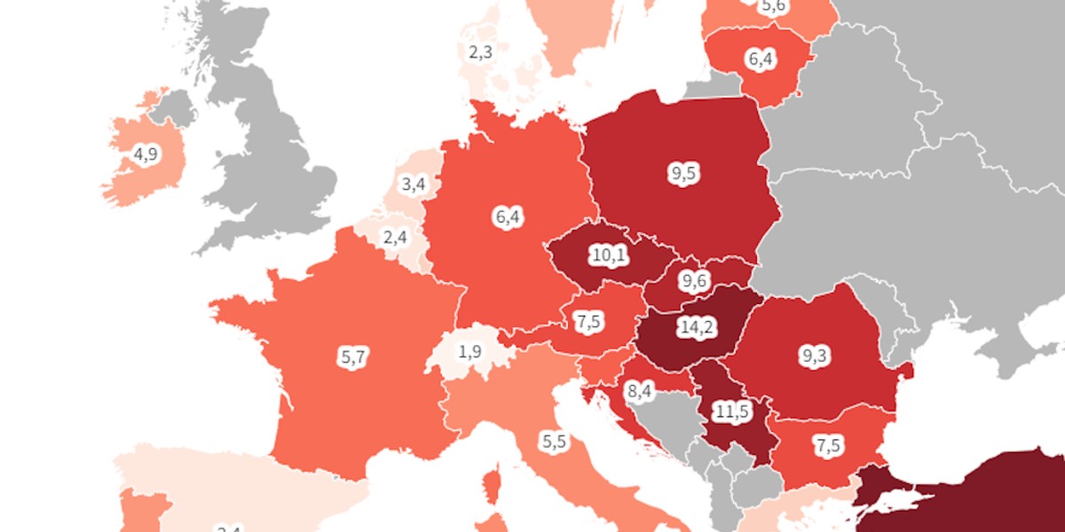 Inflacją w Unii wyprzedzają nas Węgry, Czechy i Słowacja