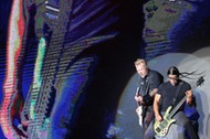 James Hetfield and Robert Trujillo of Metallica perform at Lollapalooza music festival, in Santiago,