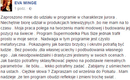 Ewa Minge na Facebooku