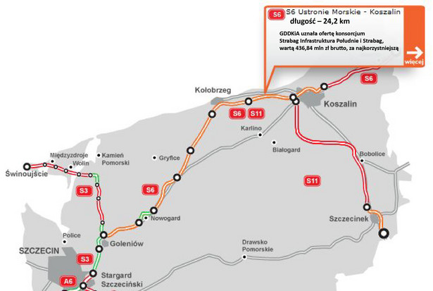 S6 - zachodniopomorskie odcinek Ustronie Morskie - Koszalin