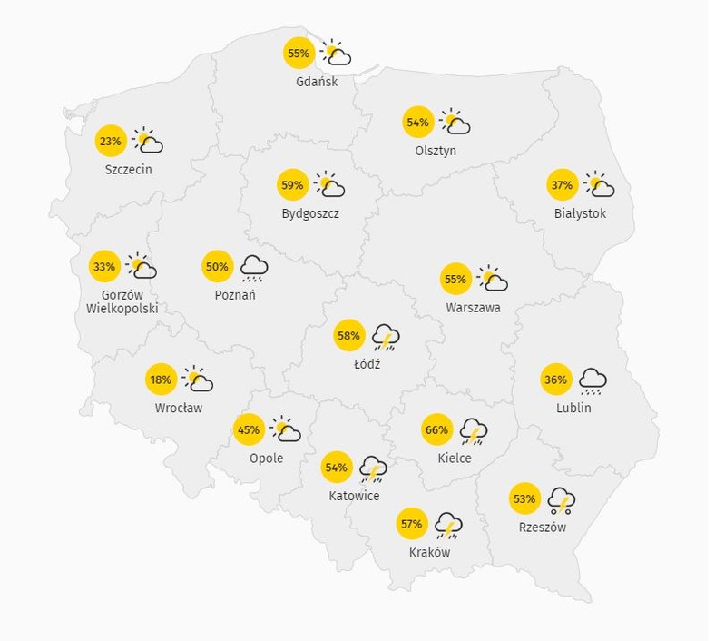 Zachmurzenie nad Polską 17.08