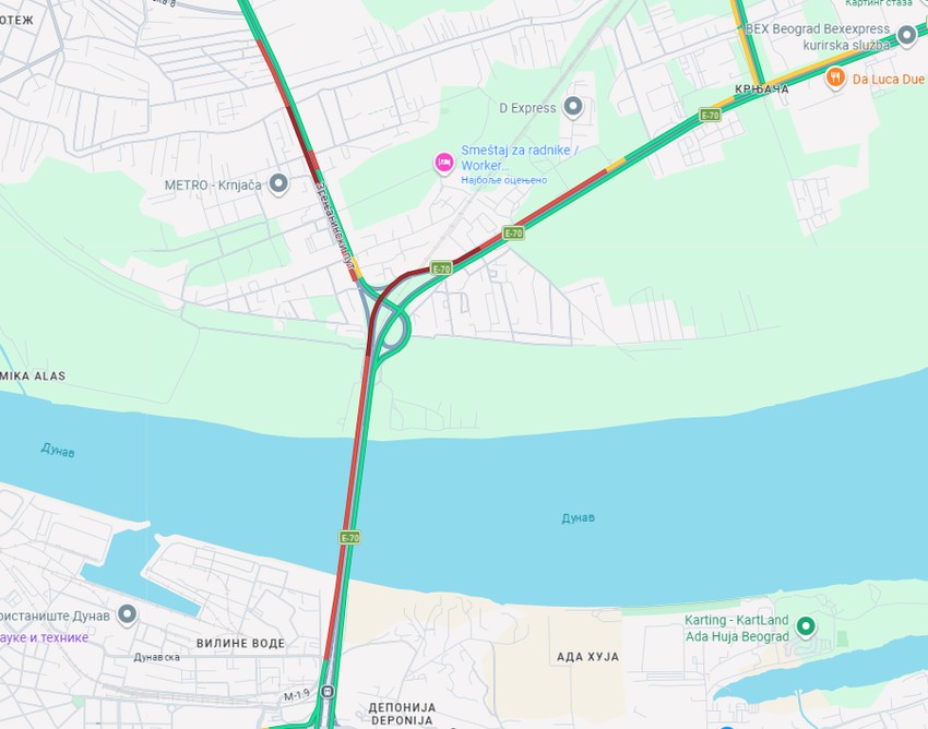 Gužva na Pančevačkom mostu nakon udesa