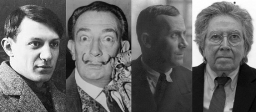 Pablo Pikaso, Salvador Dali, Huan Miro i Antoni Tapies