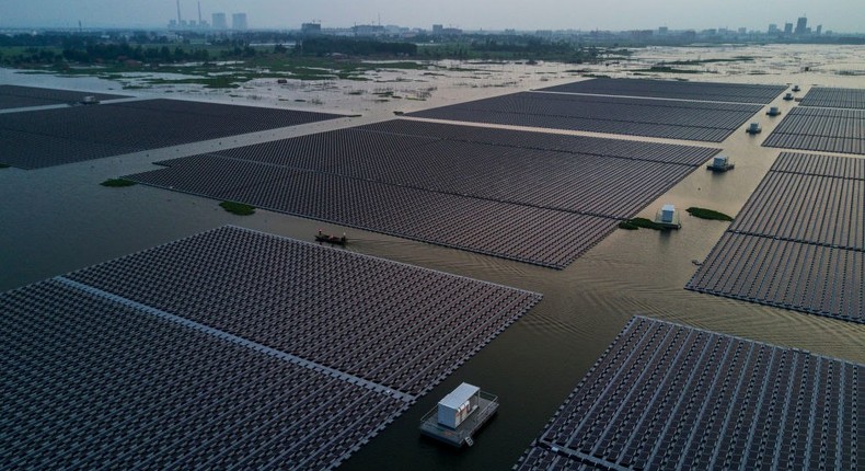 A large floating solar farm.