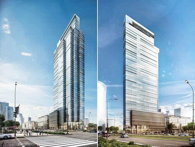 Firma Ghelamco przygotowuje też do budowy wysokościowiec Spinnaker Tower, który stanie w kwadracie ulic Prosta, Wronia, Pańska i Towarowa. Budynek ma mieć wysokość 172 metrów, a licząc z urządzeniami technicznymi będzie sięgał 203 metrów. Na 46 kondygnacjach mają znaleźć się biura o powierzchni około 40 tys. mkw. Termin rozpoczęcia budowy wieży inwestor uzależnia od tempa komercjalizacji kompleksu The Warsaw HUB.