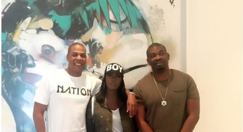 Jay-Z, Tiwa Savage and Don Jazzy.