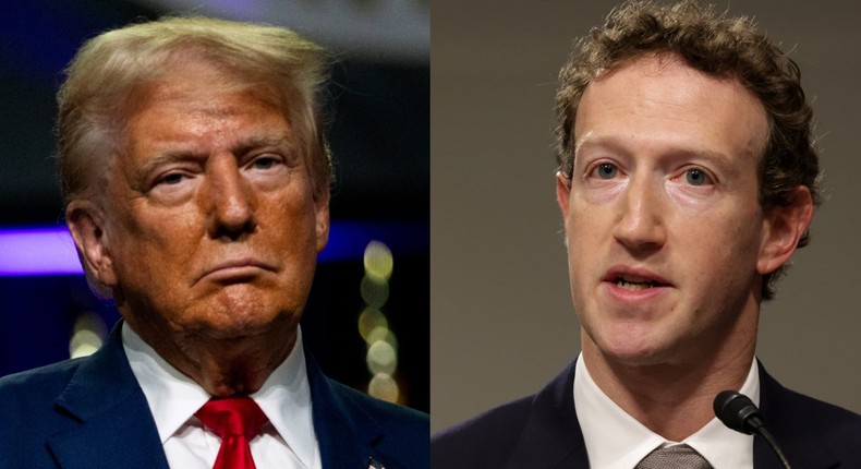 A spokesman for Meta said that Zuckerberg has not communicated to anybody how he intends to vote and will not endorse Trump or Harris.Emily Elconin and Alex Wong/Getty Images