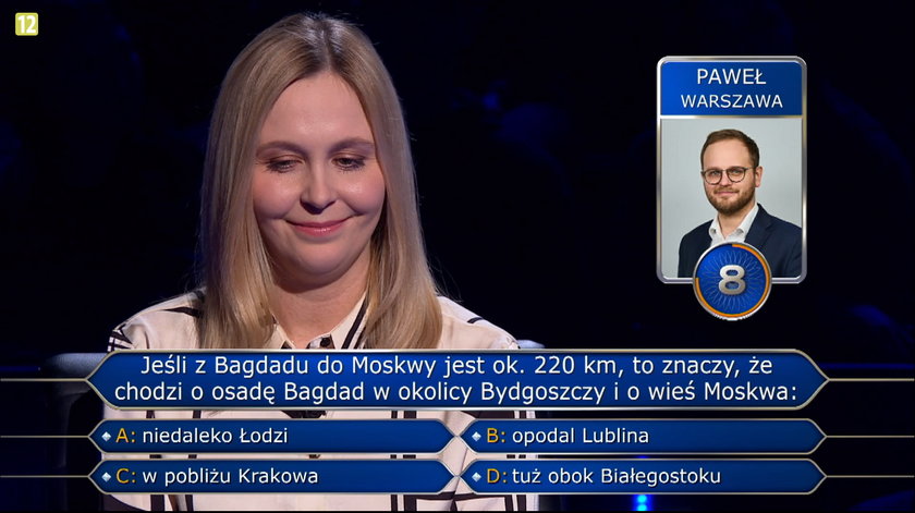"Milionerzy" - Dominika walczyła z pytaniem o Bydgoszcz