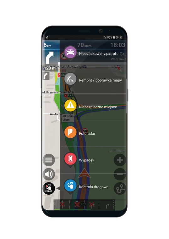 Użytkownicy
sami mogą
ostrzegać innych
kierowców, zgłaszając także
wypadki, remonty czy niebezpieczne miejsca