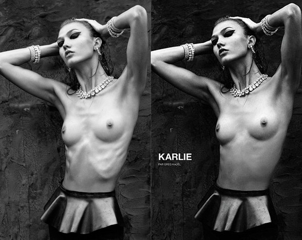 Karlie Kloss przed i po retuszu