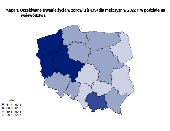 Oczekiwane trwanie życia w zdrowiu dla mężczyzn