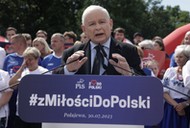 Prezes PiS Jarosław Kaczyński podczas pikniku rodzinnego PiS w Połajewie, 30.07.2023 r.