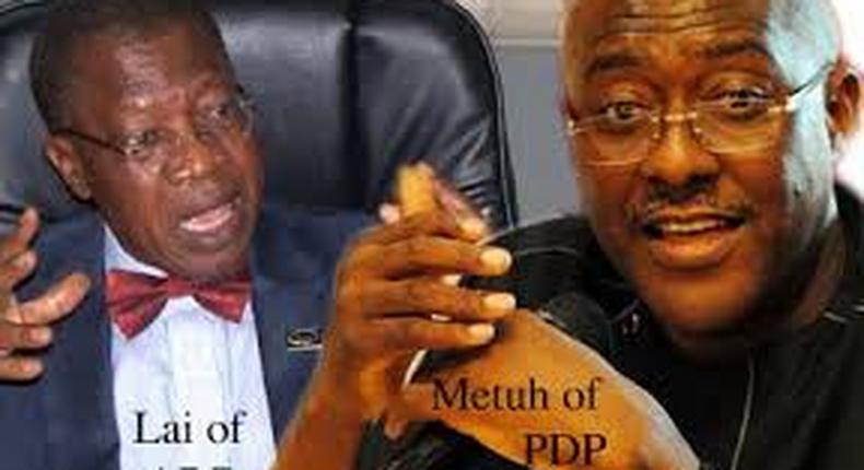 PDP National Publicity Secretary, Olisa Metuh and APC counterpart, Lai Mohammed