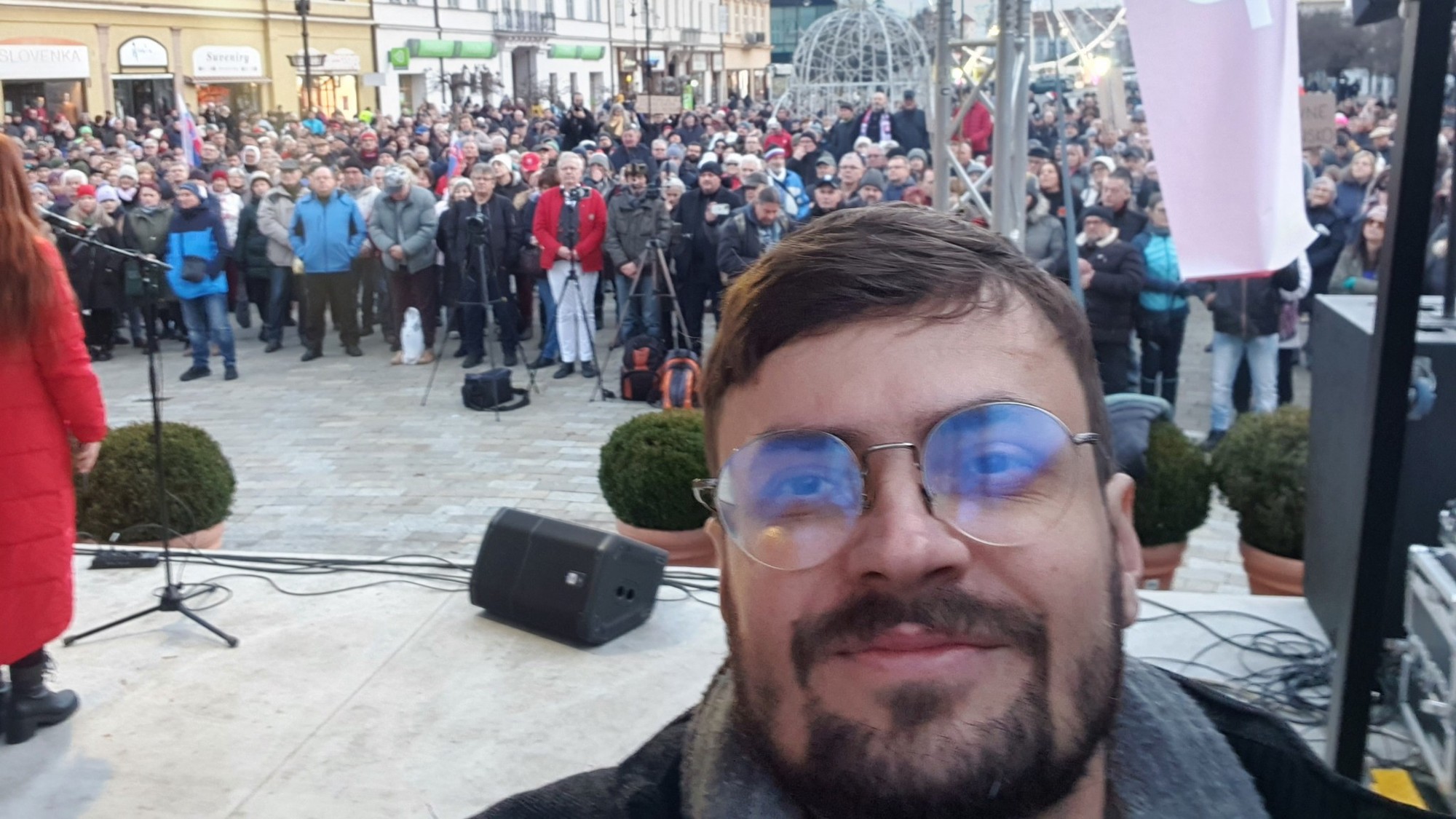 Alexander Riabov na proteste v Košiciach.