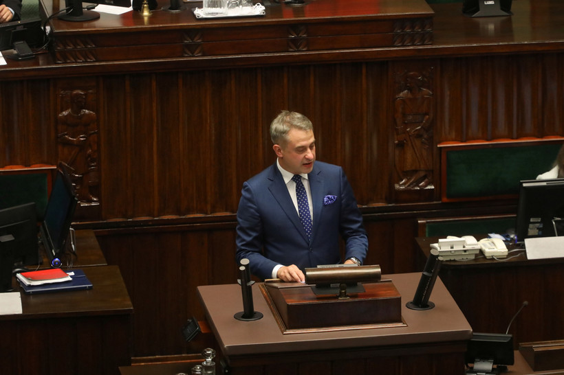 Poseł Lewicy Krzysztof Gawkowski na sali plenarnej Sejmu.