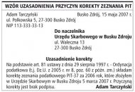 Wzór uzasadnienia przyczyn korekty
          zeznania PIT