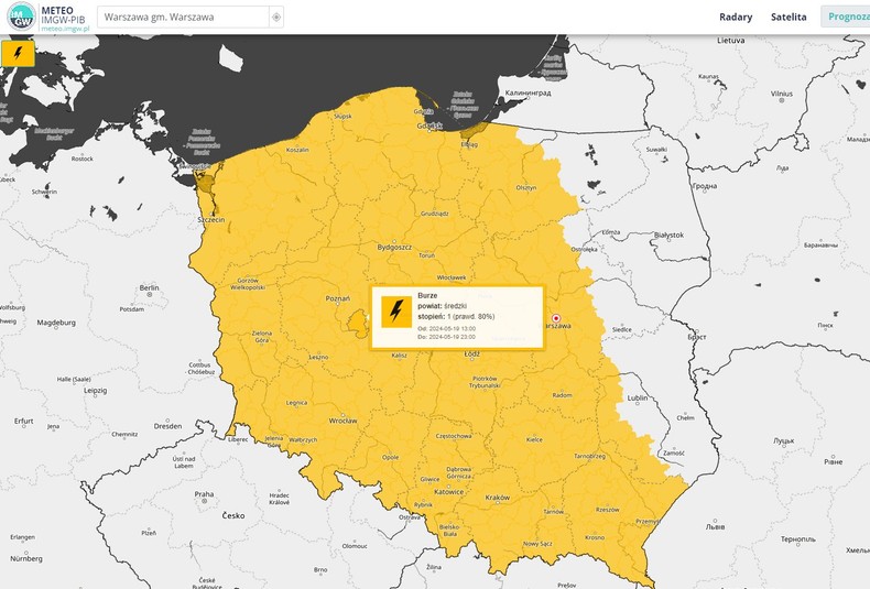 IMGW wydał ostrzeżenia pierwszego stopnia przed burzami