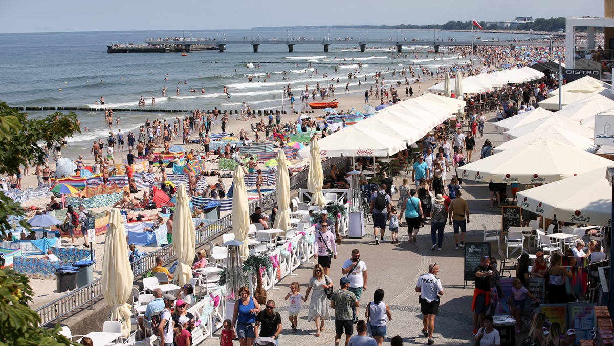 Promenada i plaża w Kołobrzegu