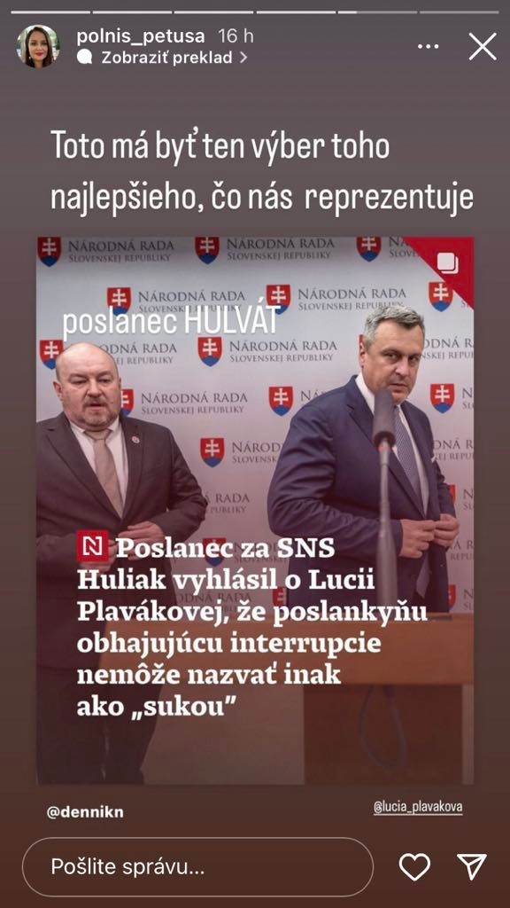 Polnišová reagovala prostredníctvom sociálnej sieti.