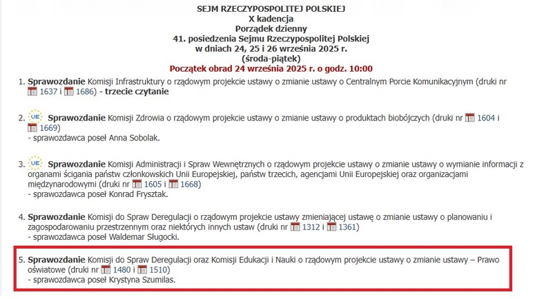 Porządek obrad Sejmu