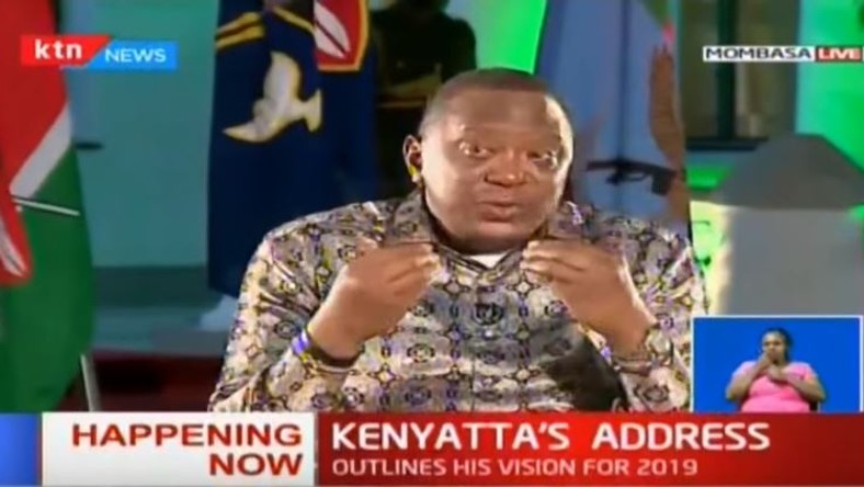 A screen grab of President Uhuru Kenyatta during yesterday's State of the Nation address