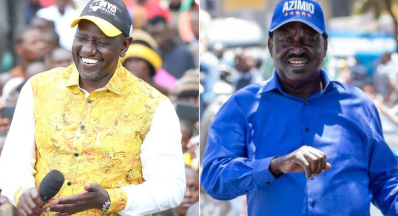 2022 presidential election candidates William Ruto (Kenya Kwanza alliance) and Raila Odinga (Azimio coalition party) 