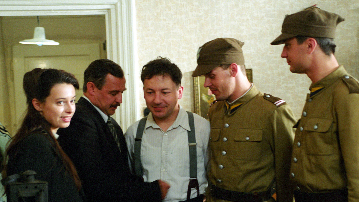 Na planie filmu "Pułkownik Kwiatkowski". Od lewej: Renata Dancewicz, Marek Kondrat, Zbigniew Zamachowski