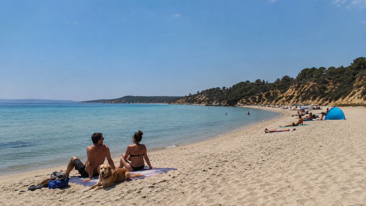 Pas na plaži - ilustracija