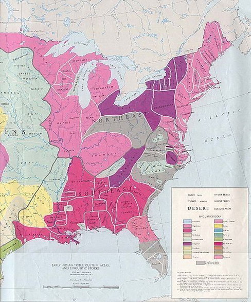 Indianie w Ameryce Płn w XVII wieku – część wschodnia (domena publiczna)