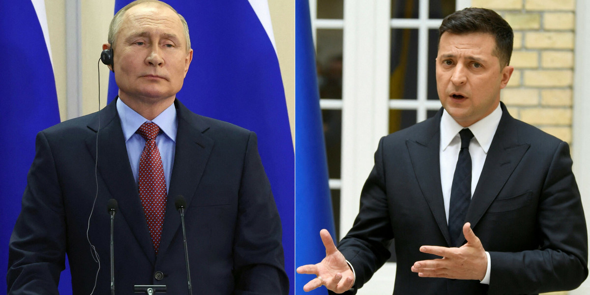 Prezydent Rosji Władimir Putin i prezydent Ukrainy Wołodymyr Zełenski