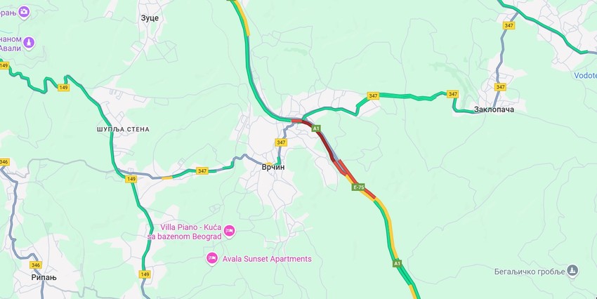Gužve kod naplatne rampe Vrčin