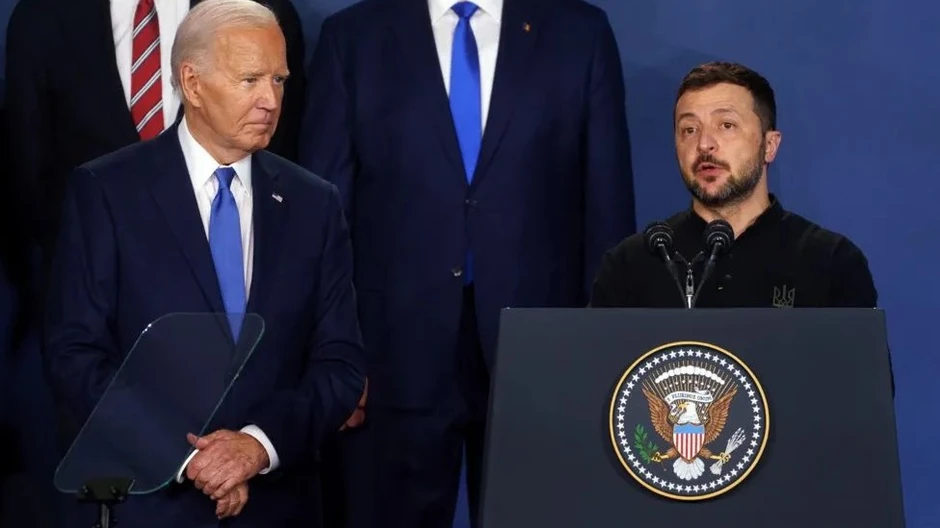 Američki predsednik Džozef Bajden i ukrajinski predsednik Volodimir Zelenski govorili su na skorašnjem samitu NATO u Vašingtonu | Foto: EPA